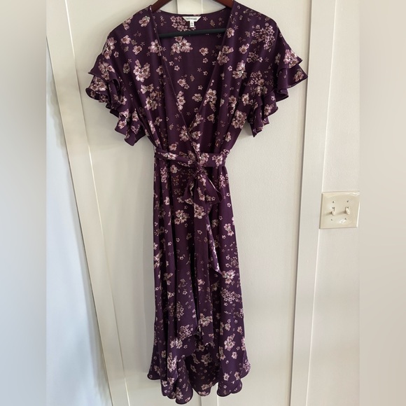 Max Studio High-Low Ruffle Midi Wrap Dress - Picture 2 of 7